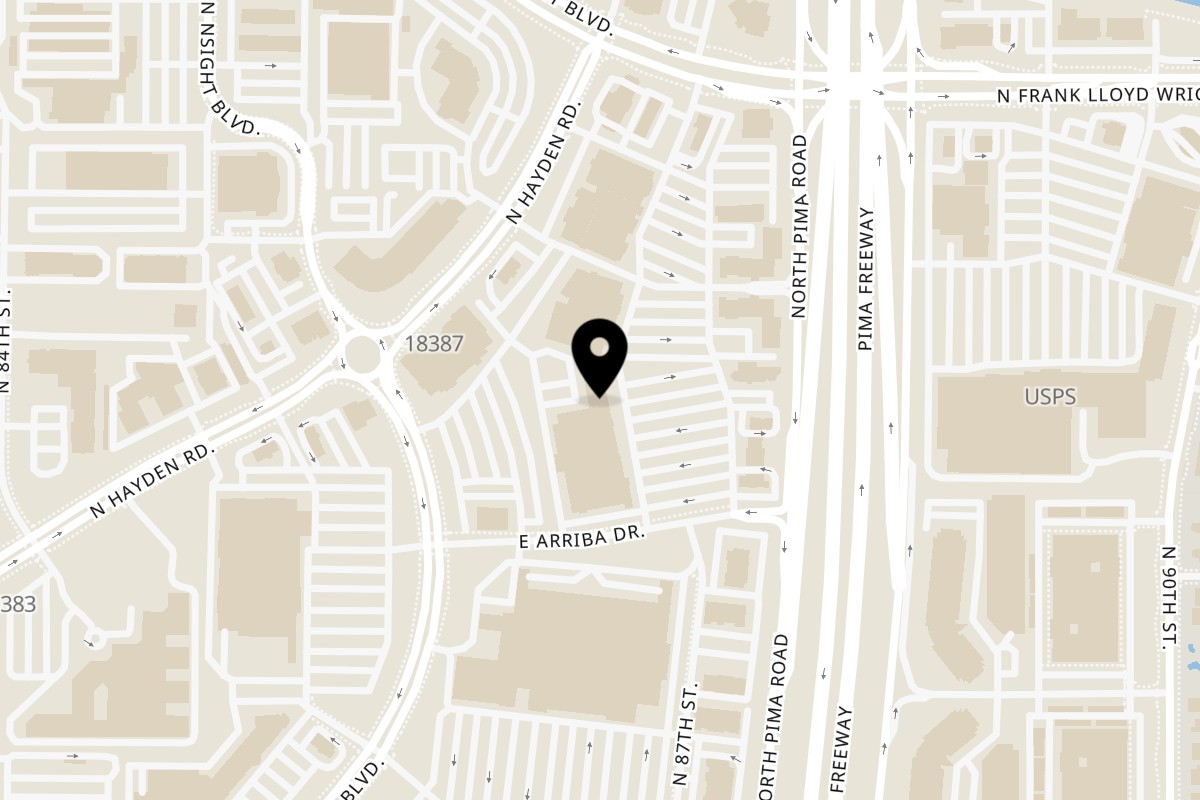 Map showing the location of Ray's Pizza on 15577 Hayden Rd in Scottsdale